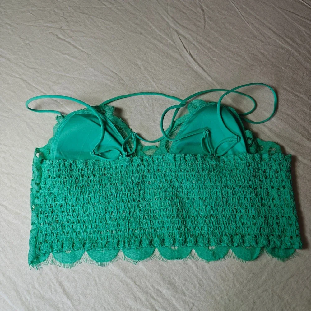 Zenana‎ Floral Lace Bralette Mint Longline Removable Pads boho 3X plus size